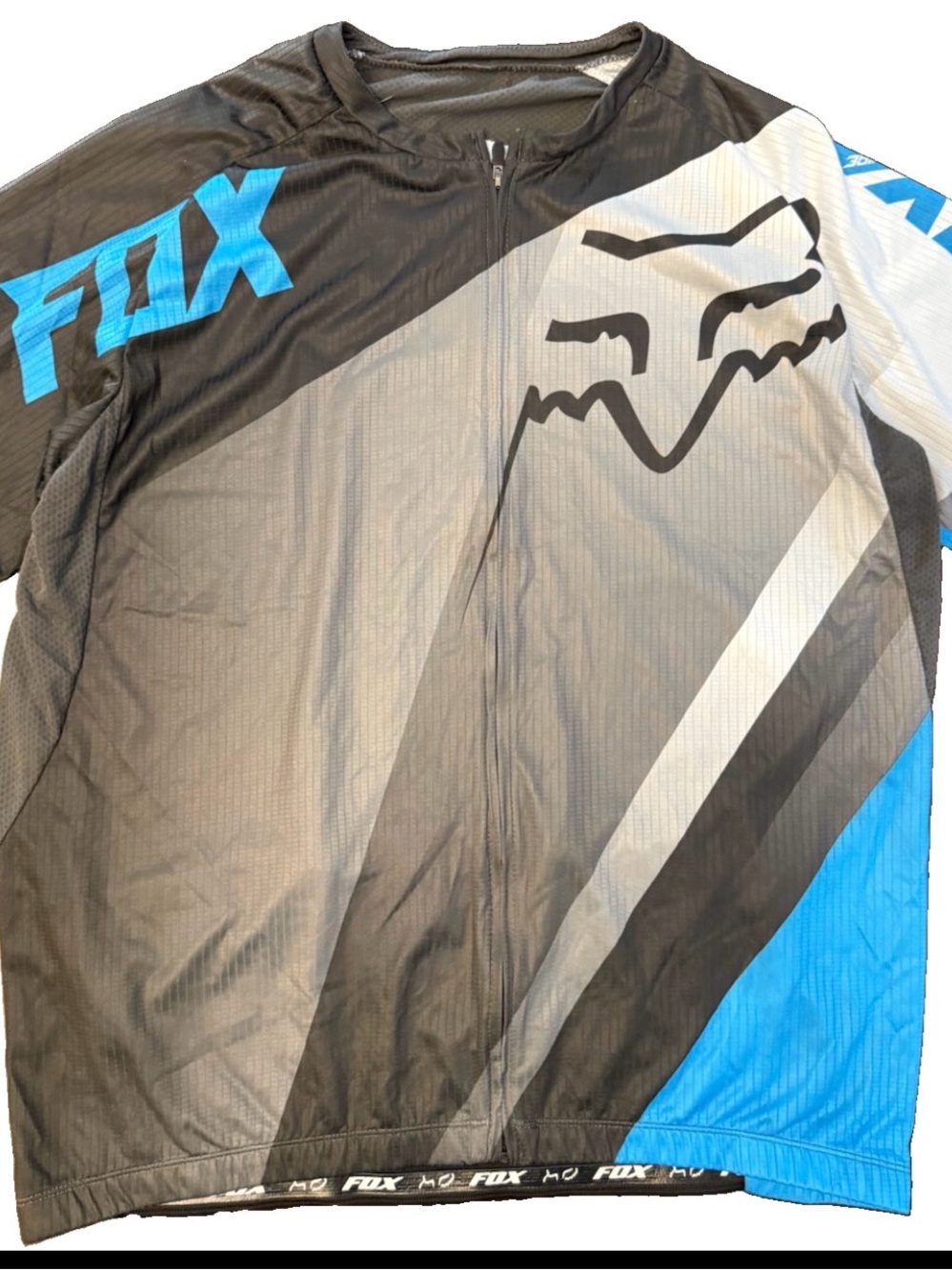 Fox Racing Cycling Jersey Men’s XL Full Zip MTB BMX Blue Black Graphic